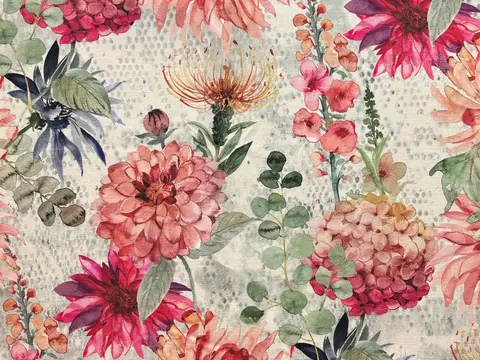 Alendel Clearwater drapery fabric swatch in Corsage (0697)