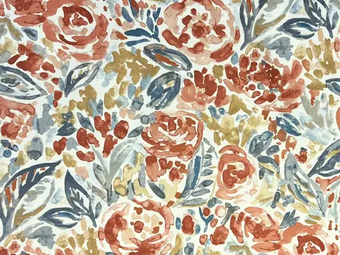 Alendel Flora drapery fabric swatch in Honey (0523)