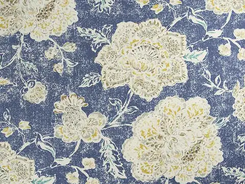 Alendel Greenleaf drapery fabric swatch in Denim (841)
