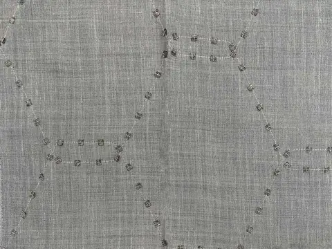 Alendel Sparkle sheer fabric swatch in Chrome (0421)