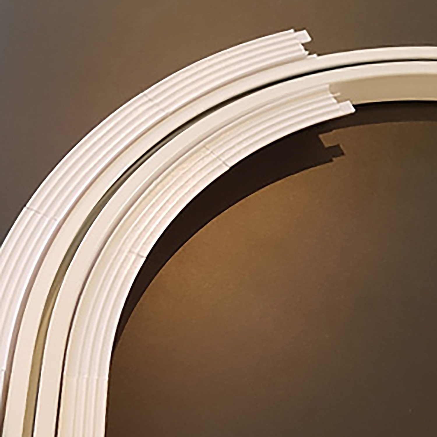TrackTrim curved sections in several radii for recessed curved curtain tracks