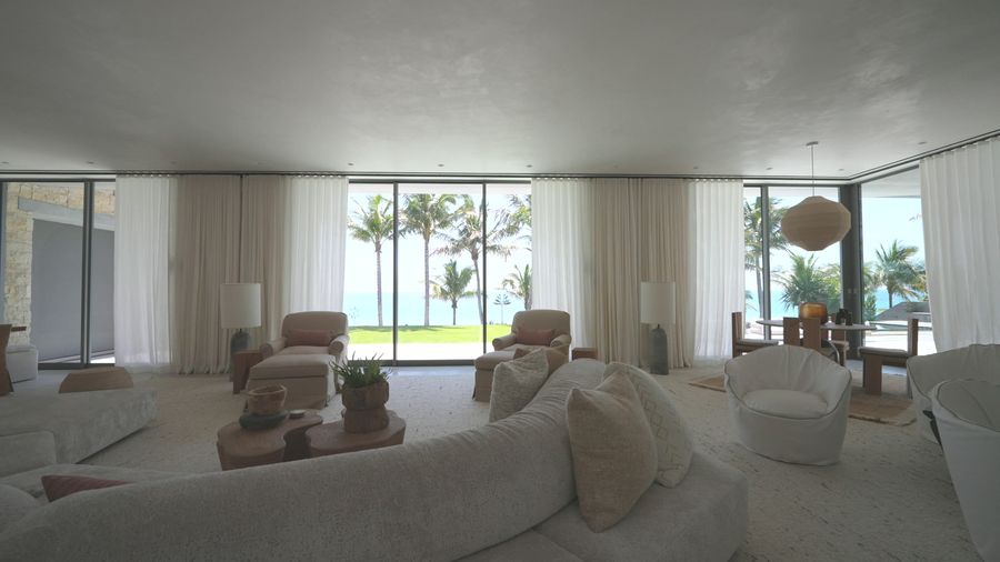 Oceanfront Fort Lauderdale estate dressed in Lutron Palladiom shading and custom draperies