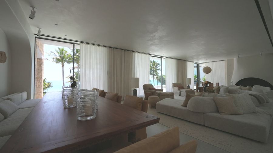Living room with Lutron Palladiom shading and imported sheer fabrics, Fort Lauderdale