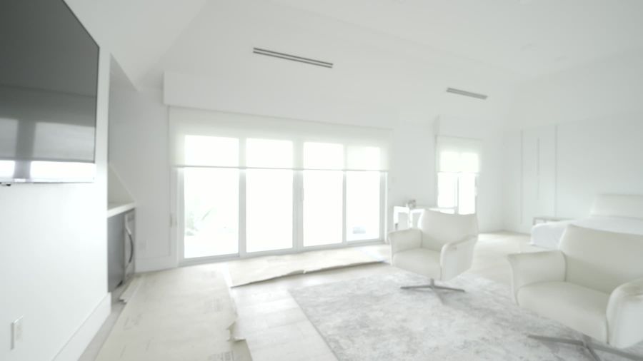 Primary bedroom with dual solar and Luna White blackout shades, Hillsboro Beach