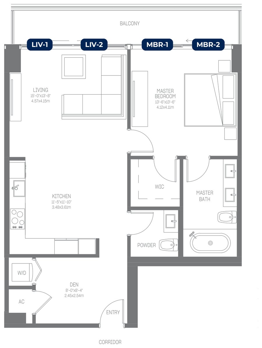 Shade plan for Oasis Hallandale Residence A2, 4 tagged glazed openings