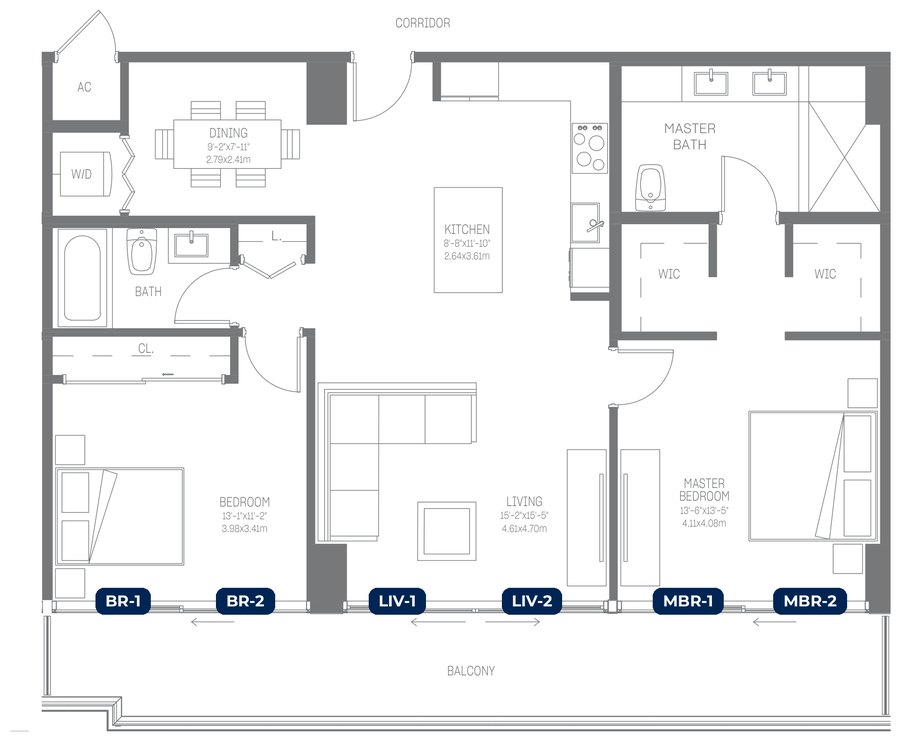 Shade plan for Oasis Hallandale Residence B3, 6 tagged glazed openings