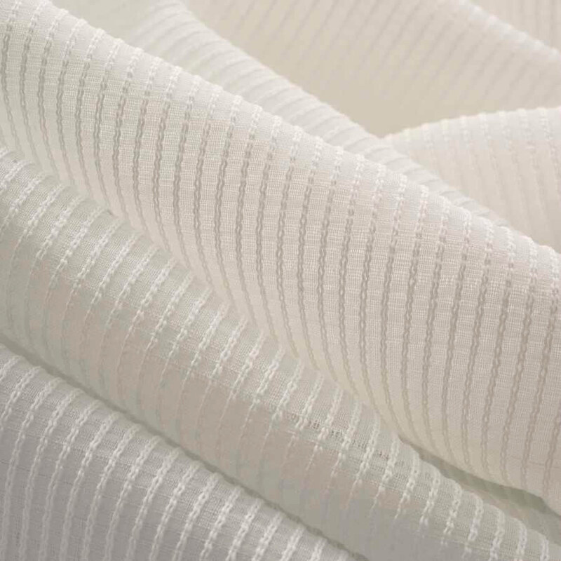 Fabric Bistro Milky White Fine Stripe sheer drapery fabric swatch