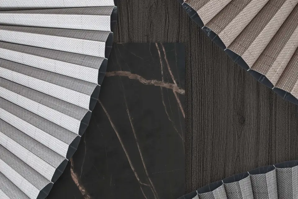 Mogri Blackout shade fabric in a room, photo 2 of 3 from TOP Window Covering