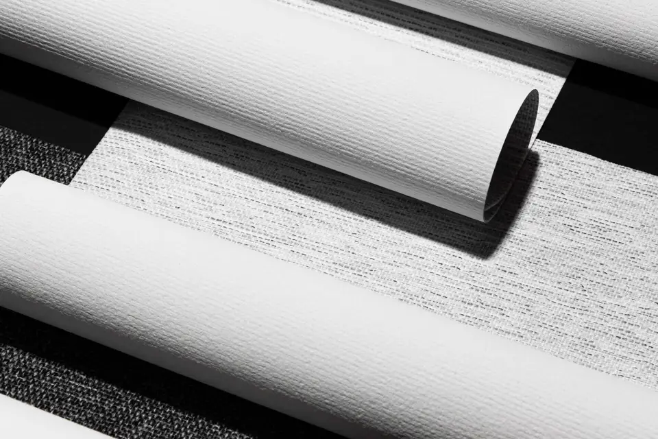 Palermo Blackout White Backing shade fabric in a room, photo 2 of 3 from TOP Window Covering