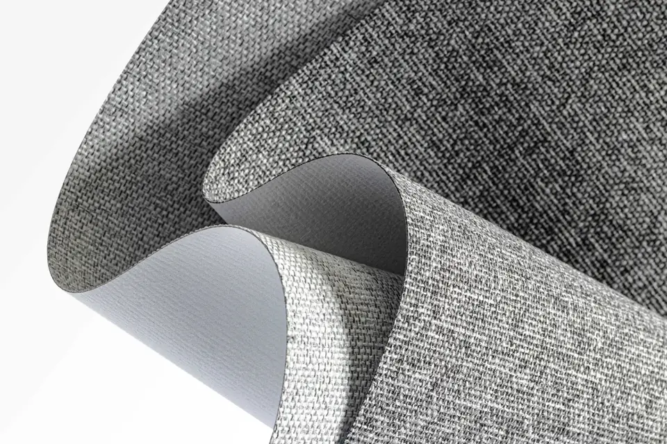Palermo Blackout White Backing shade fabric in a room, photo 3 of 3 from TOP Window Covering