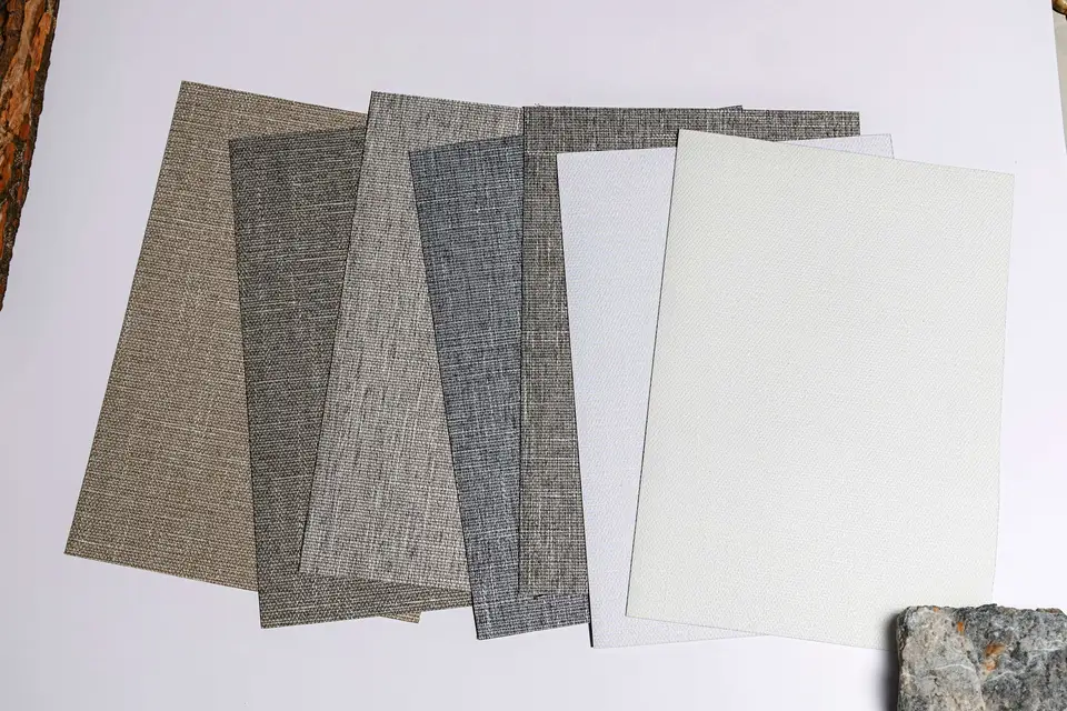 Roma Blackout White Backing shade fabric in a room, photo 3 of 3 from TOP Window Covering