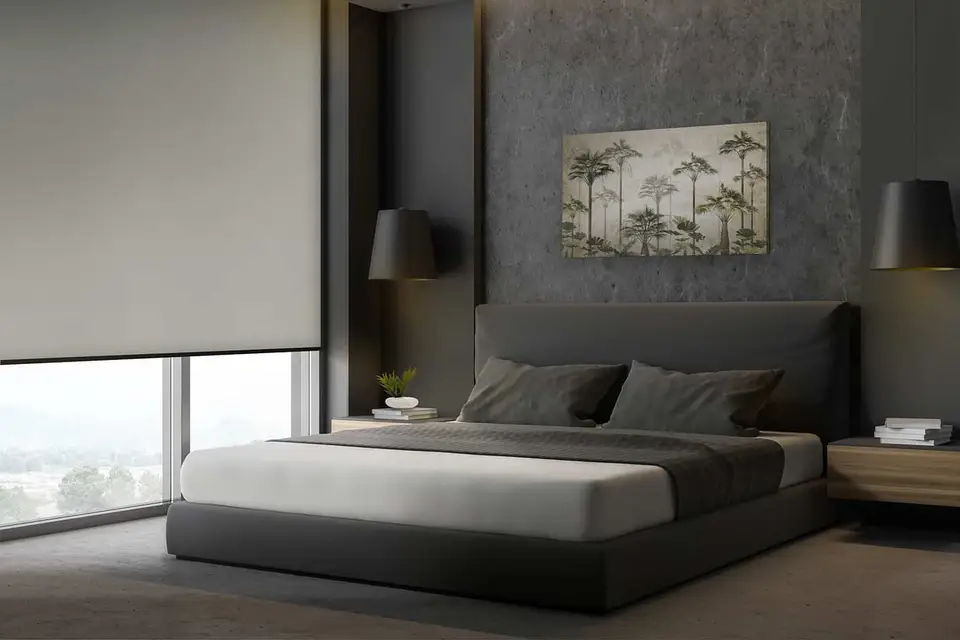 Trento Blackout Color Backing shade fabric in a room, photo 1 of 3 from TOP Window Covering