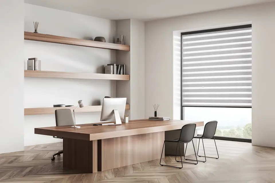 Twinlight Flamenco shade fabric in a room, photo 1 of 2 from TOP Window Covering
