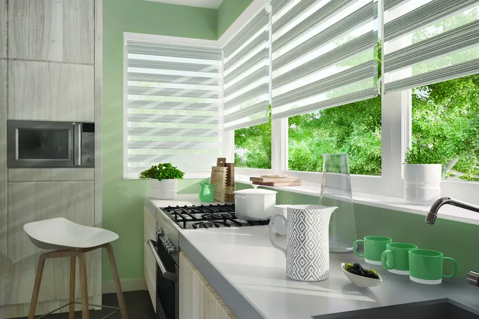 Twinlight Linea shade fabric in a room, photo 1 of 3 from TOP Window Covering