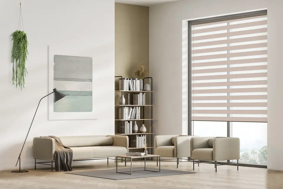 Twinlight Reve shade fabric in a room, photo 1 of 2 from TOP Window Covering