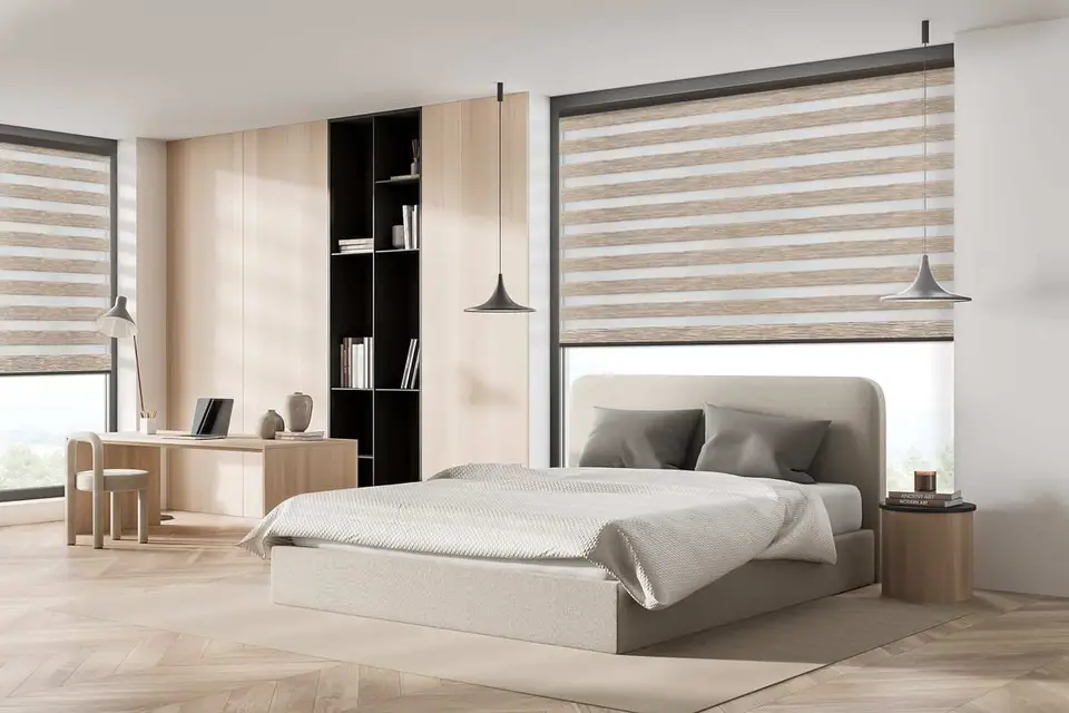 Twinlight Twist shade fabric in a room, photo 1 of 3 from TOP Window Covering