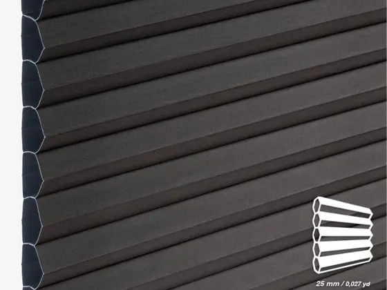 TOP Barolo Blackout 25 mm honeycomb shade fabric swatch in Anthracite (87616)