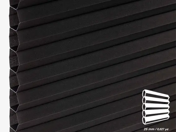TOP Barolo Translucent 25 mm honeycomb shade fabric swatch in Black (87519)