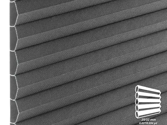 TOP Chianti Blackout honeycomb shade fabric swatch in Dark Gray (82418-25/32)