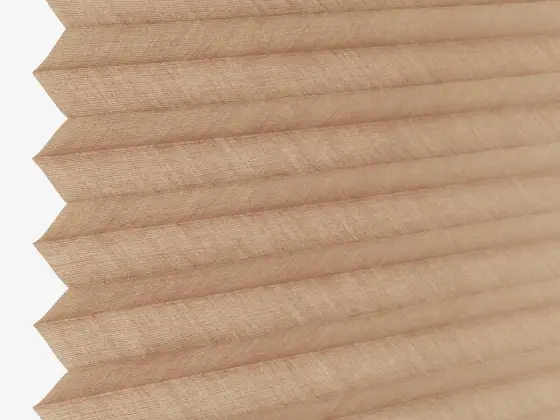 TOP Orient Transparent Pleated pleated shade fabric swatch in Toasted Nut (57035-P-20)