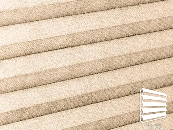 TOP Primitivo Translucent honeycomb shade fabric swatch in Sand (82513)