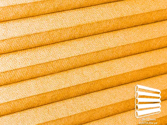TOP Primitivo Translucent honeycomb shade fabric swatch in Golden Yellow (82526)